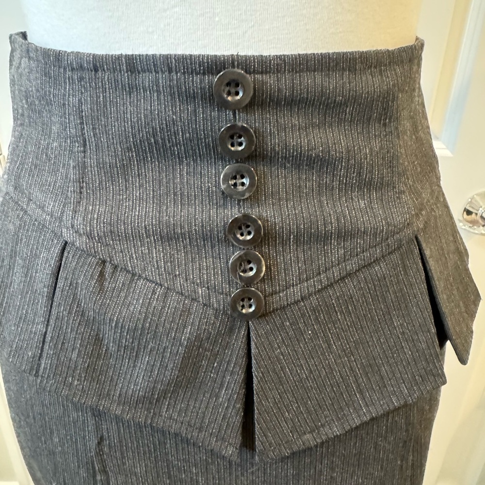 Gray Button-Front Women's Skirt